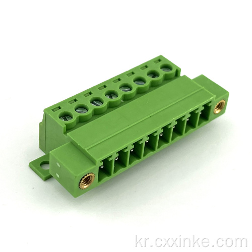 귀가있는 3.81mm 피치 플랜지 고정 용접 용접이없는 엉덩이 플러그인 단자 핀 소켓